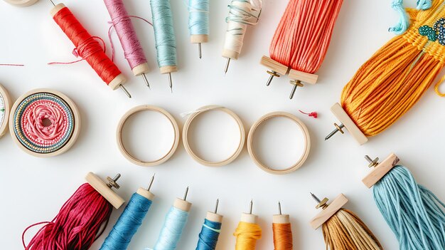 Набор ниток разложен